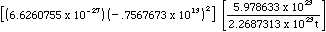 = [(6.6260755 x 10^-27)(0.5726927 x 10^26)] * [5.978633 x 10^23 / 2.2687313 x 10^-23 t]] * 1 / t