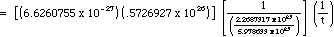 [(6.6260755 x 10^-27)(0.5726927 x 10^26)] [1 / (2.2687317 x 10^23 / 5.978633 x 10^23)] * 1 / t